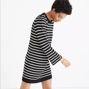 X Button-Sleeve Sweater-Dress in Stripe